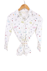 חולצה לבנה ZARA בפרינט קומיקס - XS-S